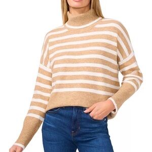 CeCe Striped Long Sleeve Turtleneck Sweater NWT